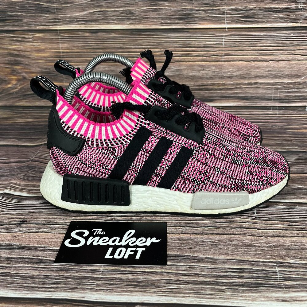 Adidas NMD R1 Primeknit Pink Black Women's Athletic Shoes